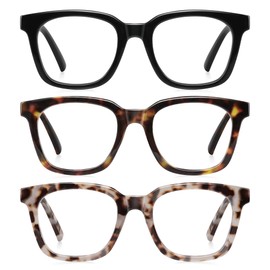 AIMISUV AIMISUV Reading Glasses for Women Men - Blue Light Blocking Magnifying Readers,Oprah Square Anti-Glare Computer Eyeglasses(3Pack,3.5X)