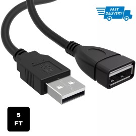 LC 5FT USB A to USB A Extension Cord USB Cable Connector Port Extender
