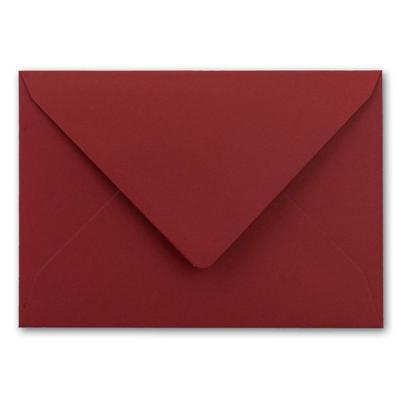 50 x metallic gold lined envelopes DIN C5, dark red,