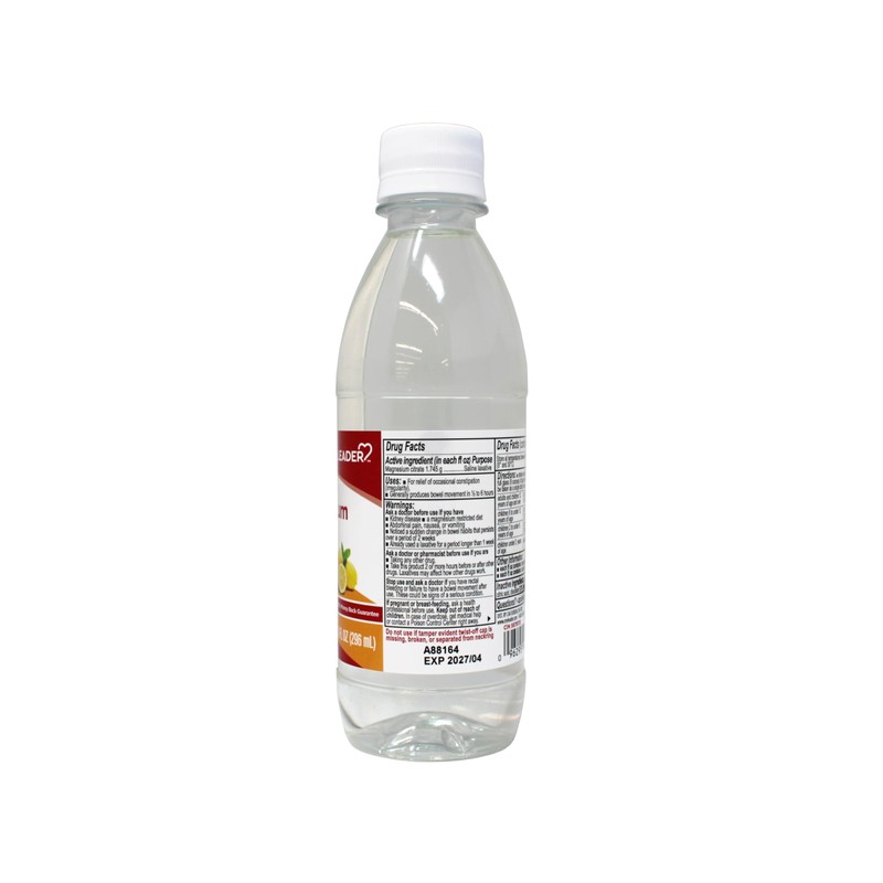 Leader Magnesium Citrate Saline Laxative, Sugar-Free, Lemon Flavor, 10 FL