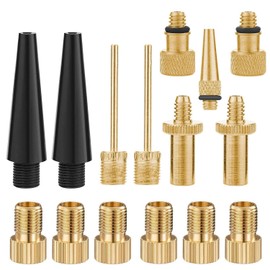 YUENTOEN 15PCS Bicycle Presta Schrader Valve Adapter, Brass Bike Pump Adapters, Ball Pump Needle, Inflation Needle, Air Pump Needle Set for Bike Tire, Gym Ball, Inflatable Toy