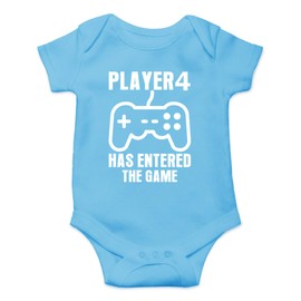 CBTwear Player 4 Has Entered The Game - Body de bebé para niño y niña, lindo atuendo para recién nacido, divertido para bebé, Azul/claro, Recién nacido