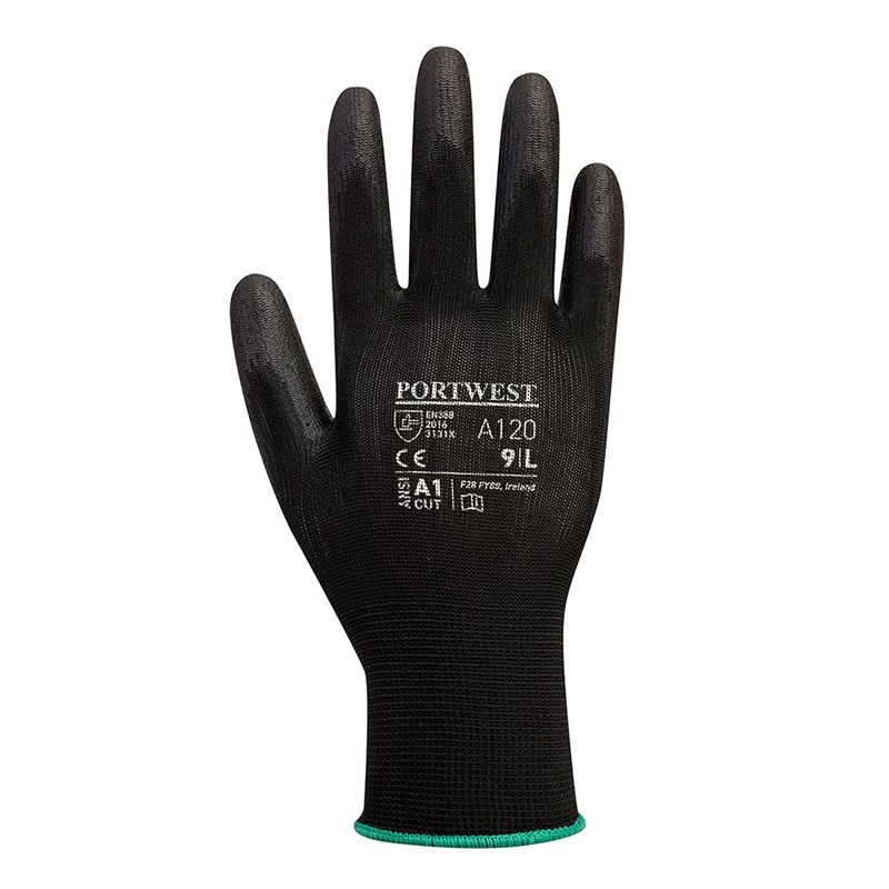 Portwest A120 Breathable PU Palm Glove Black, XX-Small
