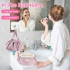 HTTDSLF Makeup Bag, Drawstring Makeup Bag, Cosmetic Bag Flat Lay