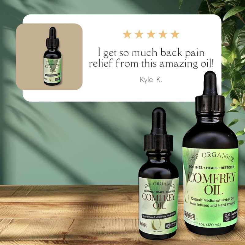 SSF Organics- Healing Comfrey Oil Concentrate. Natural Therapy for Joints,