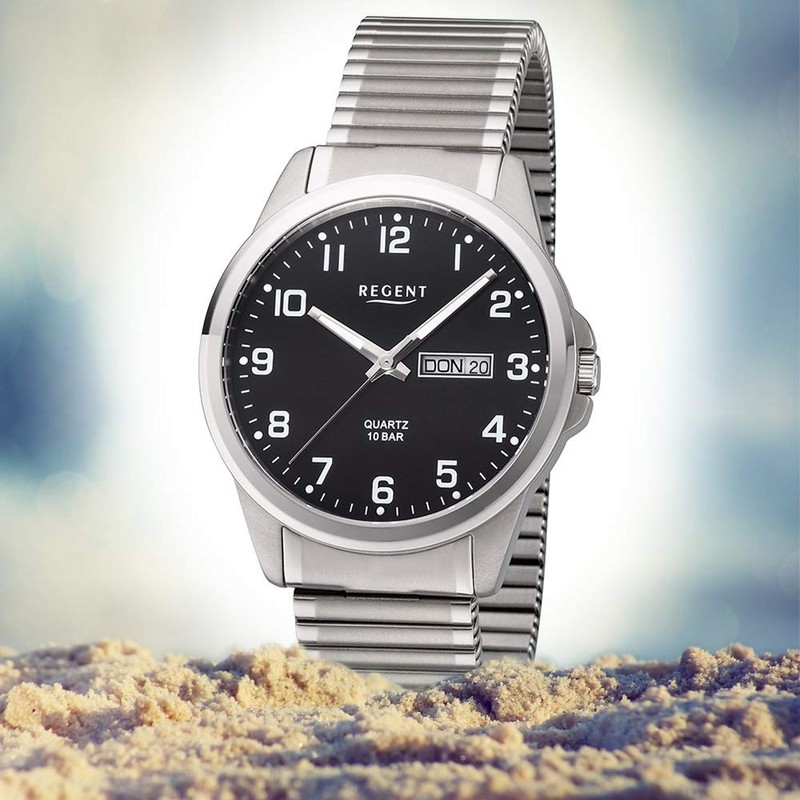 Regent 11090351 Men's Titanium Watch in Grey/Black 40 mm, Water