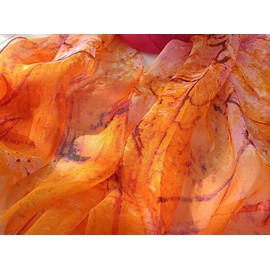 FAIRYGATE Orange Scarf Chiffon Ladies Scarfs Floral Sunscreen Fashion Flower Print Lightweight Head Scarves Shawls Wrap for Women 51028