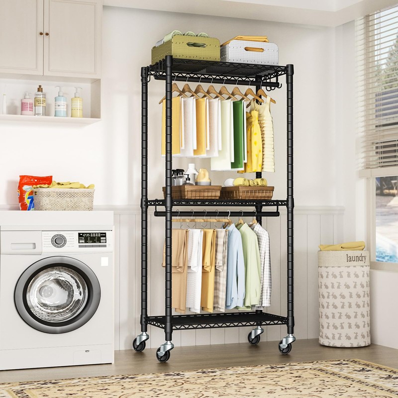 FUTASSI P3 Mini Rolling Clothes Rack, Clothing Racks for Hanging