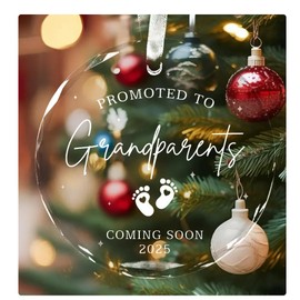 Promoted to Grandparents Ornament 2025First Time Grandparents for New Grandma Grandpa Baby Pregnancy Announcement Gifts for Grandparents New Grandparents Gifts First Time 2025