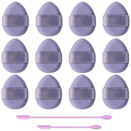 EIHI Pack of 12 Powder Puff Powder Puff Triangle Makeup Powder Puff Washable Reusable Makeup Sponge for Loose Powder or Foundation Rouge Includes Two Scrapers
