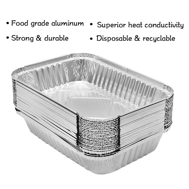BYKITCHEN 30 Foil Food Containers, Disposable Aluminium Foil Trays, Foil