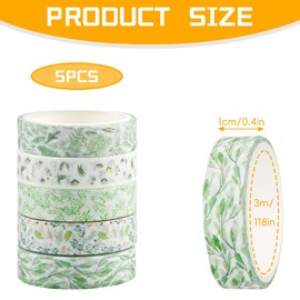 Lotsdonxia 5 Rolls Botanical Washi Tape Set – 10mm Eco-Friendly Vine & Leaf Design Masking Tape for Bullet Journals, Scrapbooking & Gift Wrapping (Vine Series)