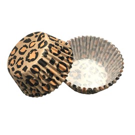 Royalty Essentials Standard Leopard Animal Print Cupcake Liners Liner Wrappers Leopard Baking Cups Wild One Toppers Wrappers Decorations Decor Papers 100 Count (Leopard)
