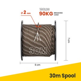 Brotree 2mm Paracord 3 Strands 30M 100% Nylon Rope Parachute Cord for Outdoor, Craft, DIY - 90kg Breaking Load (Woodland Camouflage)