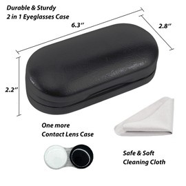 YKuzLx Contact Lens Case and Glasses Case,2 in 1 Portable Contact Case with Mirror Tweezers Remover Tool Solution Bottle, Eyeglasses Case with Cleaning Cloth for Travel, Office, Home (Black)
