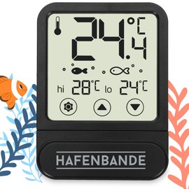 ADE Aquarium Thermometer Digital for Gluing from Outside Temperature Display -10 to +60°C Adjustable Monitoring Range Transparent