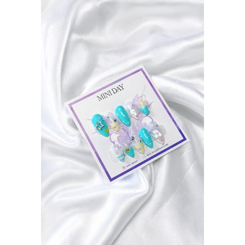 Star Melody Handmade Nail Tips - Short Ballerina / 스타