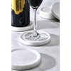 CHISELED ST DF SK White Marble Coasters Raised Edges- Designer