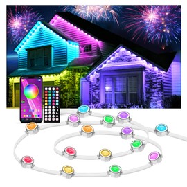 IVRICH 300FT Permanent Outdoor Lights, Smart RGB Eave Light with APP/Remote Control, IP67 Waterproof, DIY Scene Modes, Music Synchronization, Timer Function, for Christmas, Party, Holiday Decor
