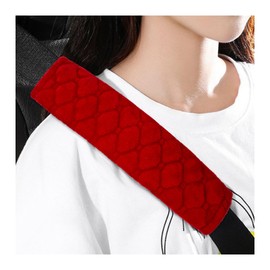 JUSTTOP 2 PCS Car Seat Belt Cover Pad, Soft Seatbelt Shoulder Strap Cover Neck Cushion Protector, Universal Seat Belt Cover Harness Pads for Kids & Adults, Car Accessories (Red)