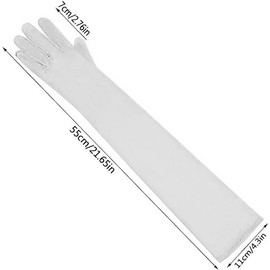opdypcs Women Long Opera Party Gloves 1920s Satin Gloves Costumes Stretchy Adult Size Elbow Length Bridal Wedding (White)