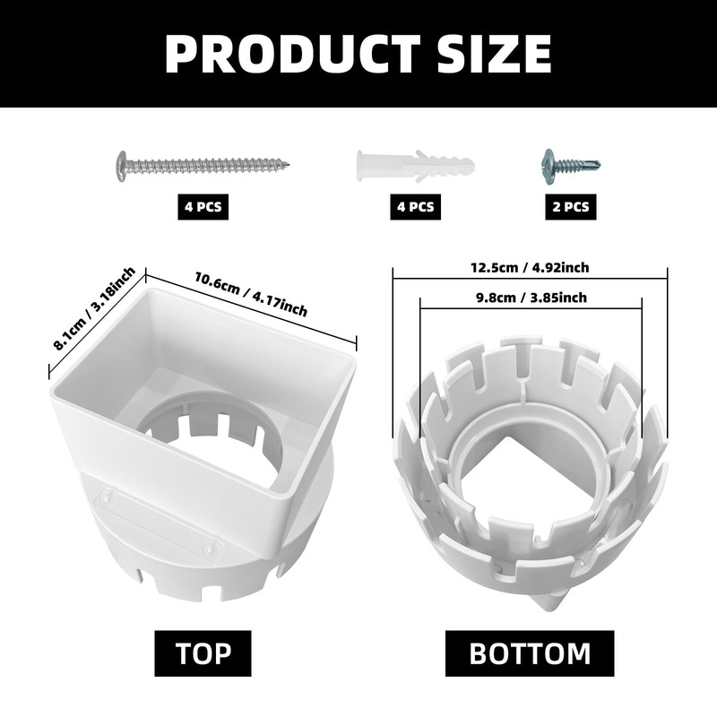 Gutter Downspout Adapter to Drain Pipe with Straps, 3" x