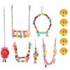 Bird Swing Hanging Toys Wooden Educational Colorful Parrot Swing Chewing