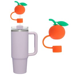 Orange Soft Silicone Straw Covers Cap Lovely Reusable Drinking Straw Tips Lids Portable Cute Straw Toppers Dust Proof Straw Protectors Plugs for Tumblers, for 10mm