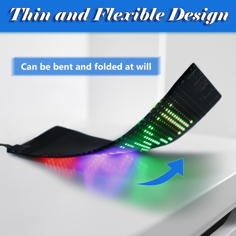 Mini Scrolling LED Car Sign,Bluetooth USB 5V Flexible Panel 7''x3''