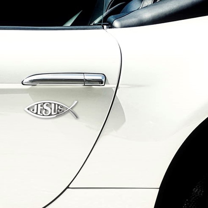 Christian Jesus Fish Car Emblem - Chrome Silver Symbol Fish