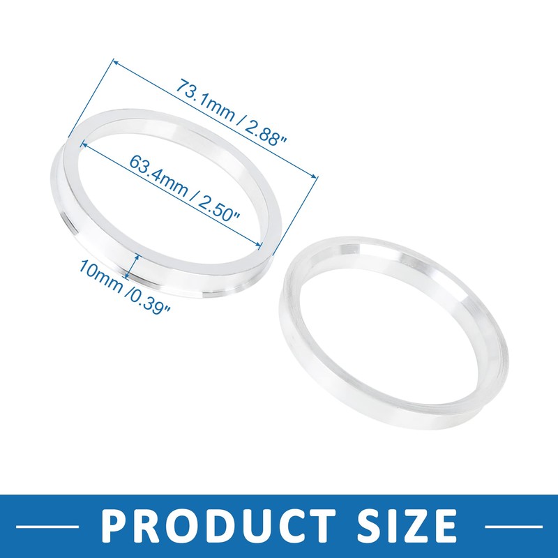 A ABSOPRO Hub Centric Rings 73.1 to 63.4 mm Aluminium