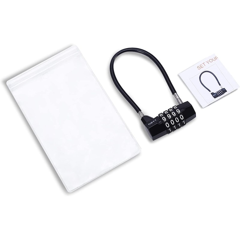 Newest 4 Digit Combination Padlock, Resettable Padlock with Steel Cable