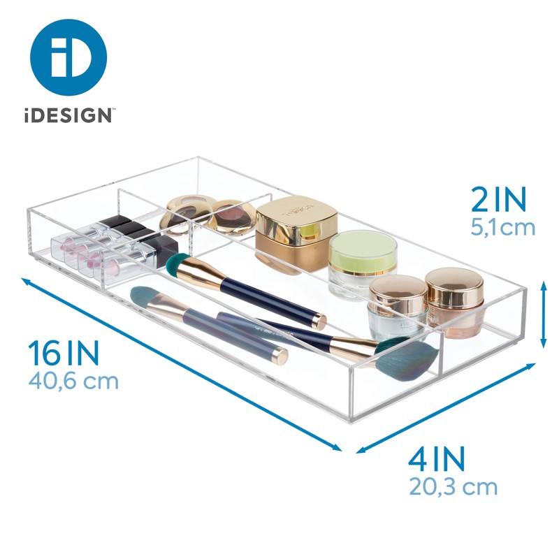 iDesign Clarity Plastic Divided Drawer Organizer, Storage Container for Vanity,