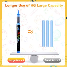 Infiart Automatic Ink Control Acrylic Paint Markers Brush Tip 48 Colors Acrylic Paint Pens Water-Based Acrylic Markers Set for Stone, Wood, Rock Painting, Canvas, Glass, DIY & Art Supplies