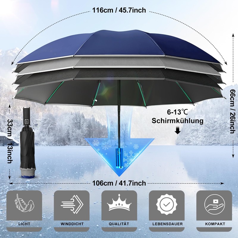 Automatic Open and Close Folding Reverse Umbrella 10 Ribs (3+2