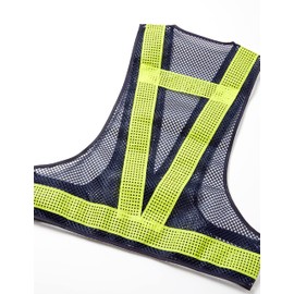TRUSCO TMV-BY Mesh Safety Vest Navy Blue/Yellow Reflective