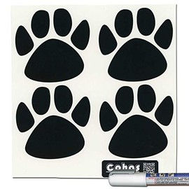 Cohas Chalkboard Labels in Medium Paw Print Shape Includes Liquid Chalk Marker and 12 Labels, Fine Tip, White Marker