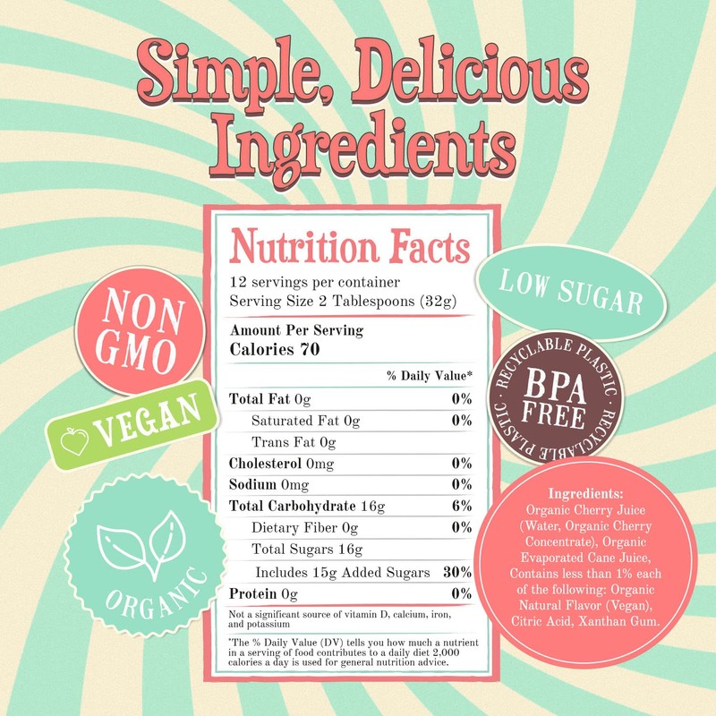 Wäbry Organic Cherry Syrup – 14.9oz (420g), Natural Fruit Syrups