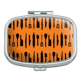 Kitchen Utensils Knife Spatula Wooden Spoon Pattern Rectangle Pill Case Trinket Gift Box