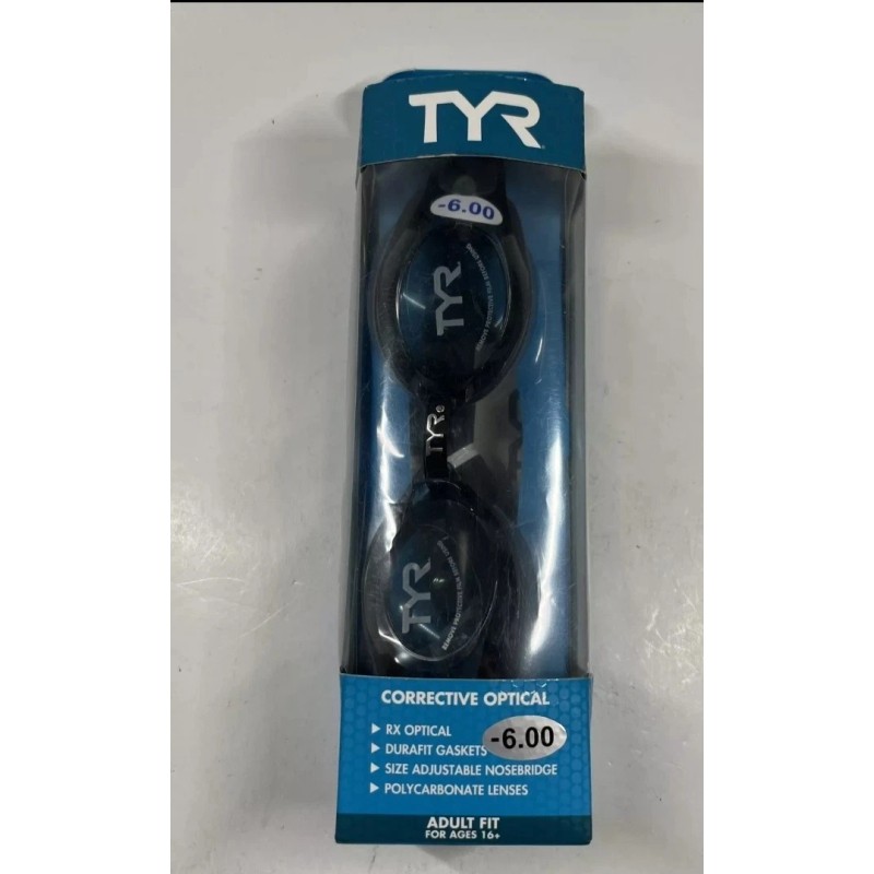 TYR Corrective Optical Swim Goggles, -6.00