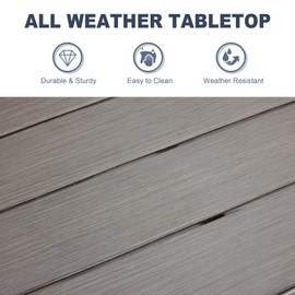 VICLLAX Patio Bar Height Table, Round Outdoor Bar Table with Umbrella Hole, 37" Grey