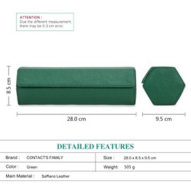 Contact's family 4 Pcs Hexagon Retro Watch Case Genuine Leather Watch Case Watch Storage Box Luxury Velvet Interior Leather Metal Rubber Watch Carrying Travel Business Travel Carrying Carrying