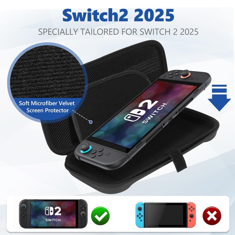 Pulchra Carrying Case for Switch 2, Protective Hard Shell Travel