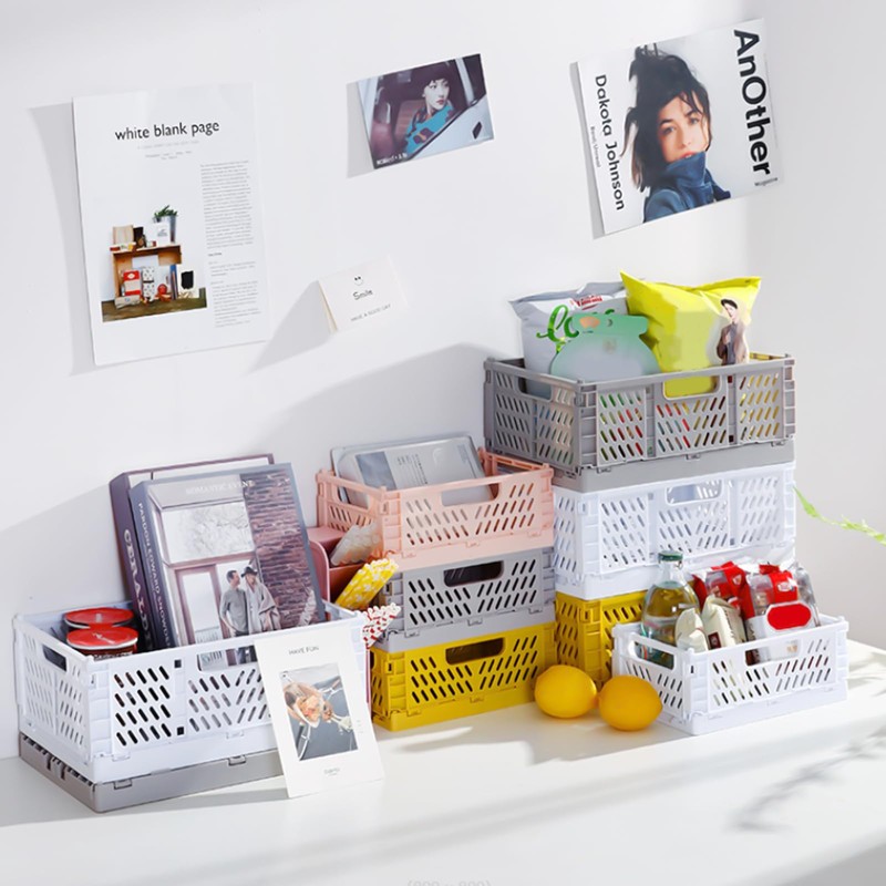 Frepea Pack of 2 Storage Baskets, Grey Folding Boxes, Foldable