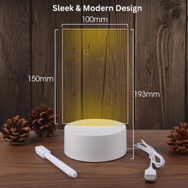 Transparent Luminous Desk Lamp & Acrylic Note Board, Can Write & Wipe Messages, Home Memo Prompt Desktop Writing Christmas Birthday Gift for Kids & Adults