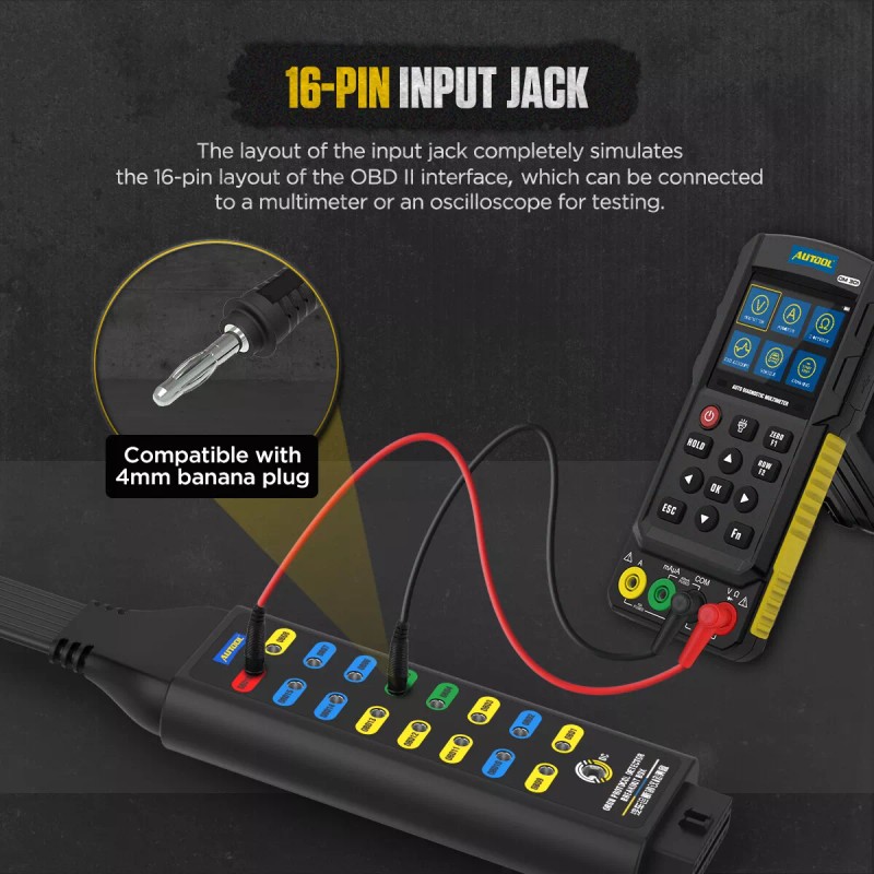 AUTOOL OBD2 Breakout Box OBDII Protocol Detector Car 16-Pin CAN