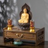 LINRUI Altar Table with Storage, Small Meditation Table, Natural Bamboo
