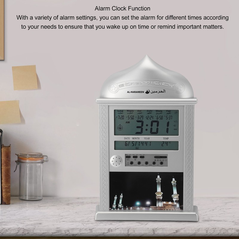 Digital Azan Mosque Prayer Clock Calendar Alarm Clock Multifunction Muslim