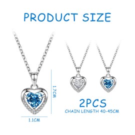 EOWVISN 2 Ocean Heart Necklaces, Women's Necklaces, Love Pendant Necklaces, Fashionable Heart Necklaces, Jewelry Ornaments for Decoration