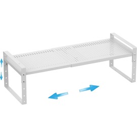 Wobmmi Expandable,Adjustable & Stackable Spice Rack, Cabinet Kitchen Countertop Shelf Organizer,Metal Pantry Storage Shelves - Space-Saving Storage Solution(1Pack/White/Medium)